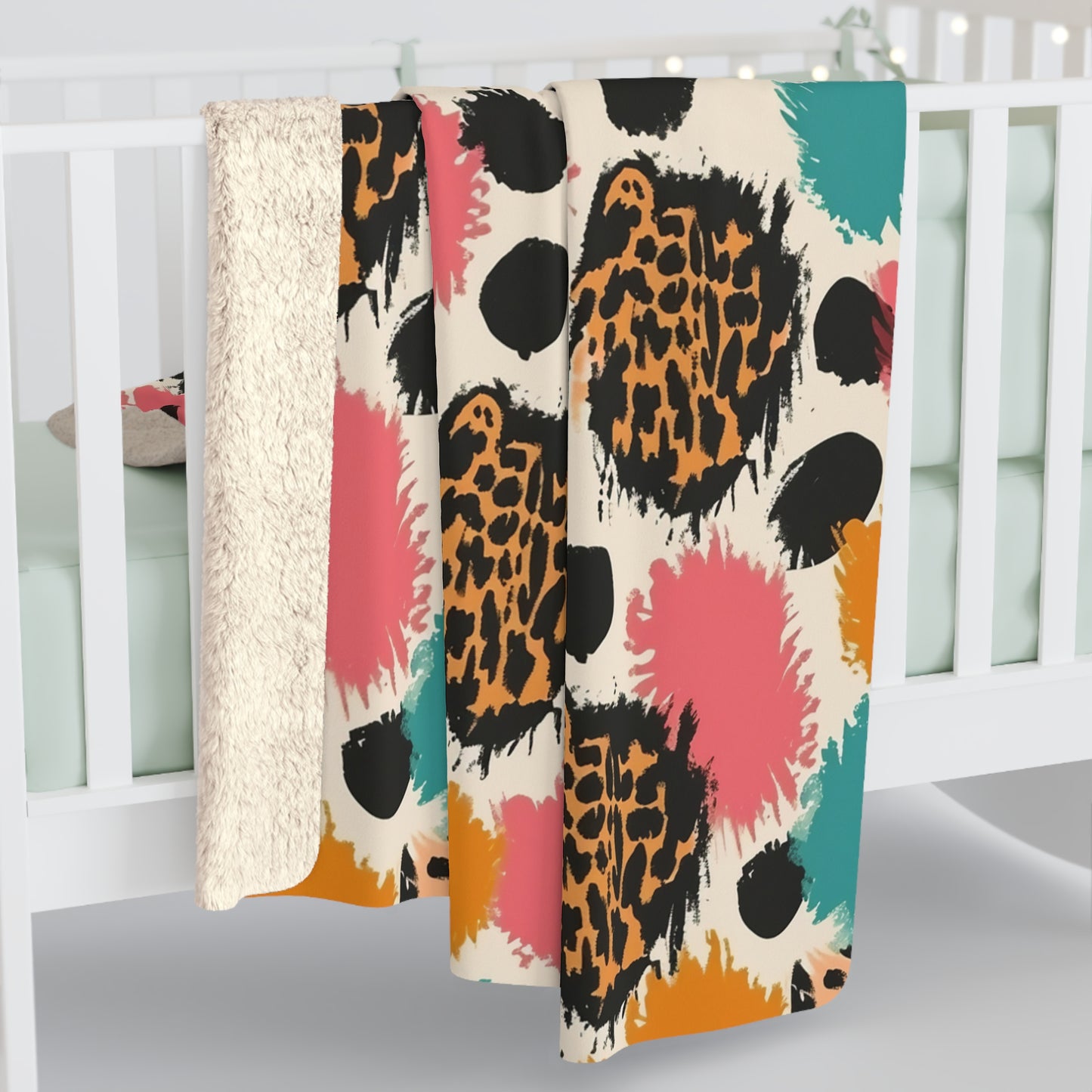 Colorful Leopard Print Sherpa Blanket - Soft Fleece Throw for Cozy Home & Gifts