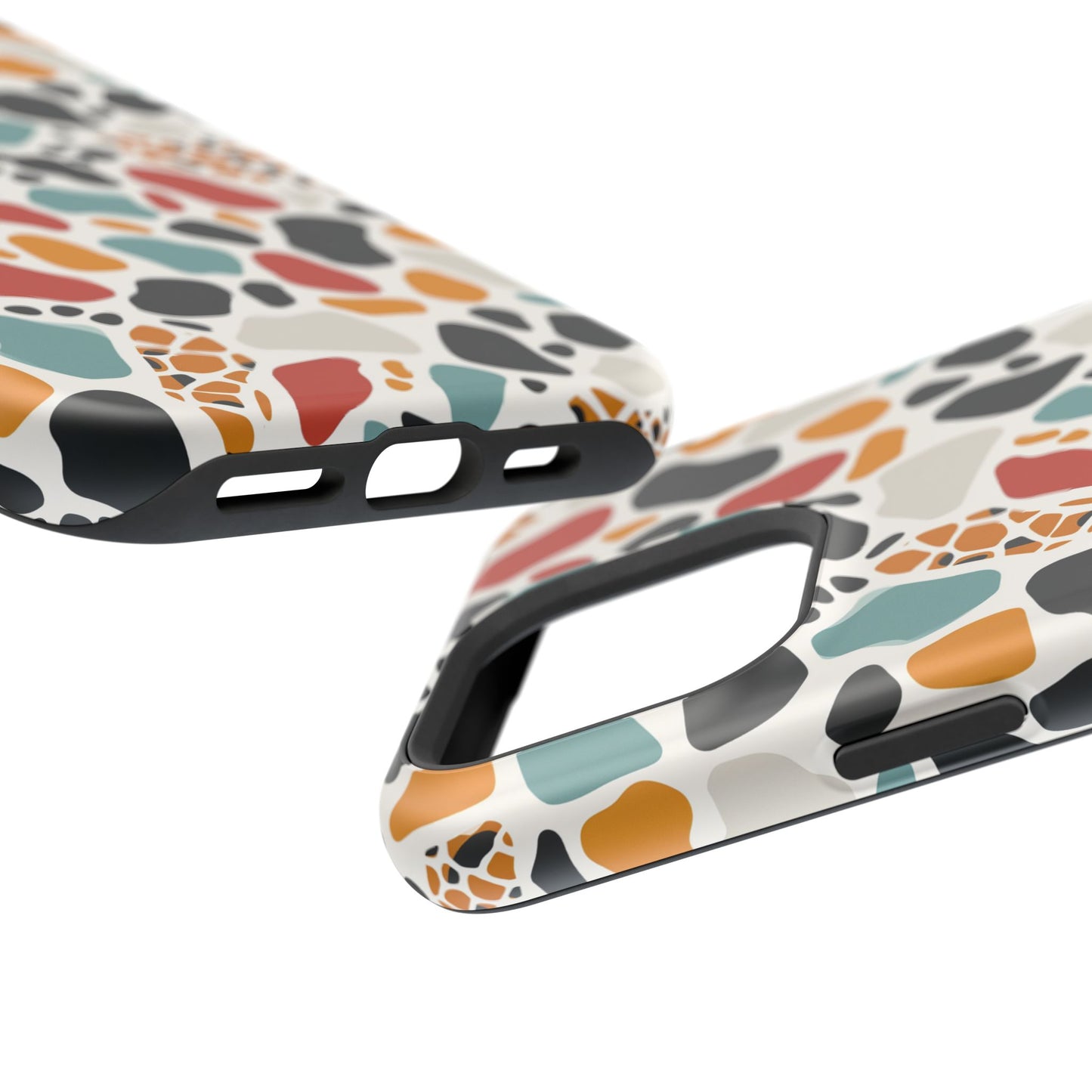 Terrazzo Pattern Magnetic Impact Phone Case — Colorful Retro Pebble Design