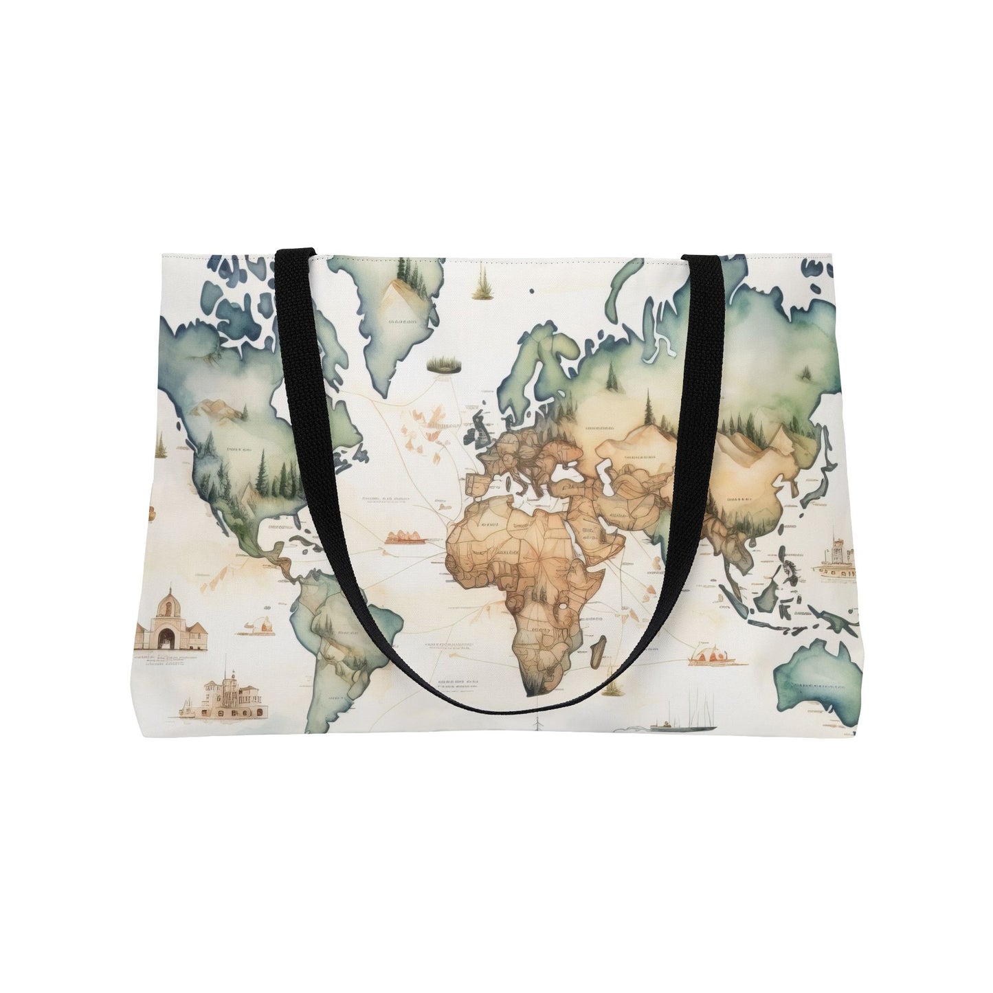 Weekender Tote Bag — Watercolor World Map Travel Tote
