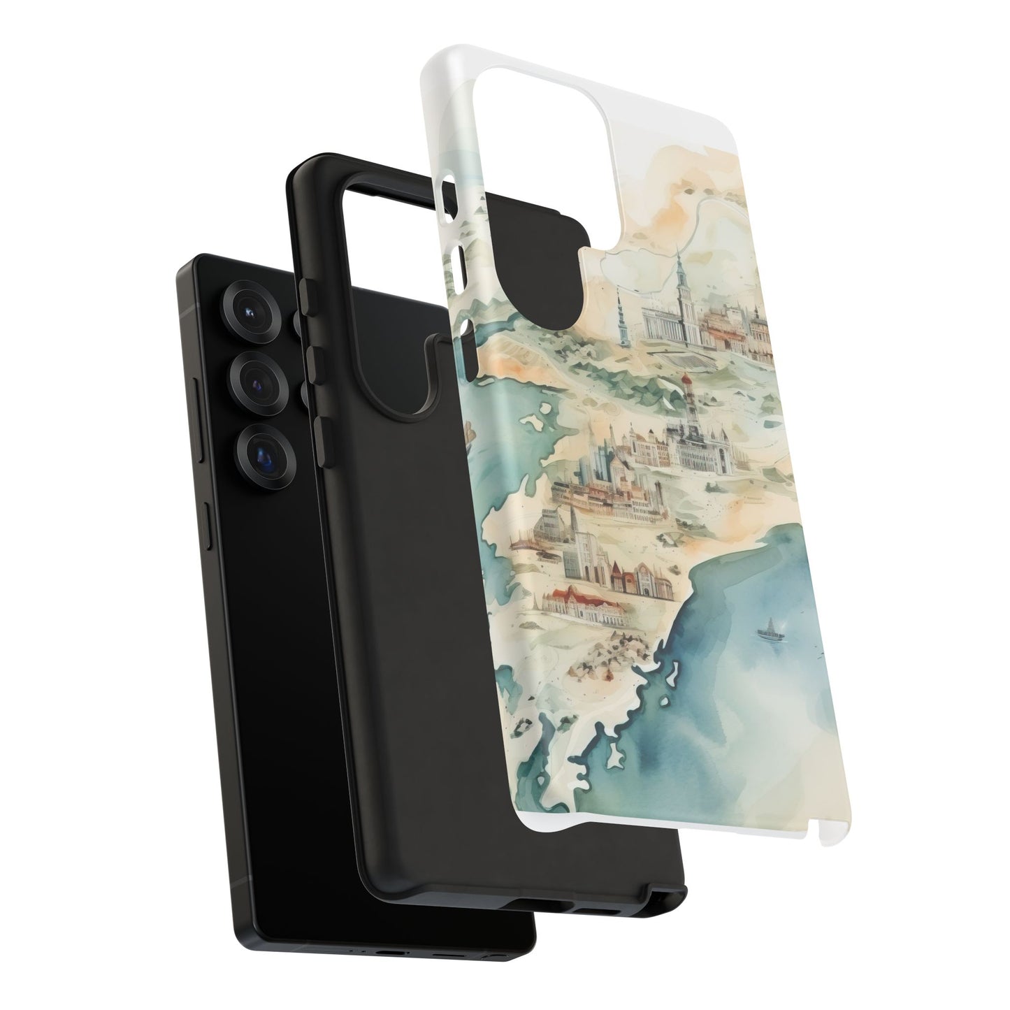 Hard Phone Case — Watercolor Fantasy Map Castle Design
