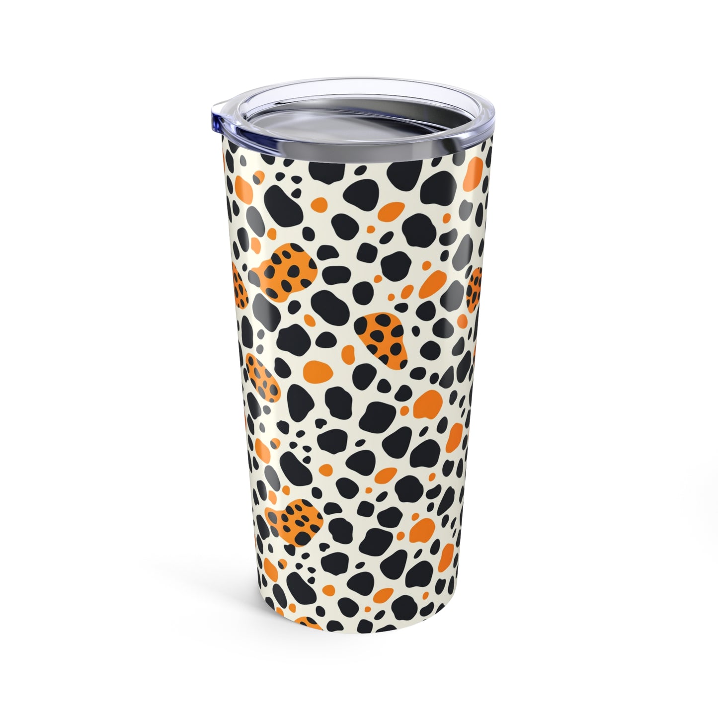 20oz Leopard Print Tumbler — Orange & Black Animal Spot Travel Cup