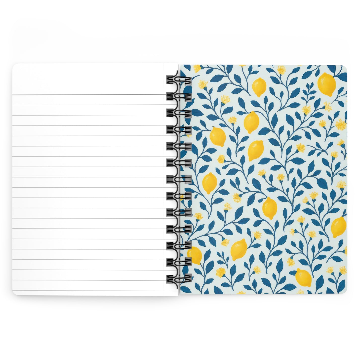 Lemon Vine Spiral Notebook — Floral Lemon Pattern Journal