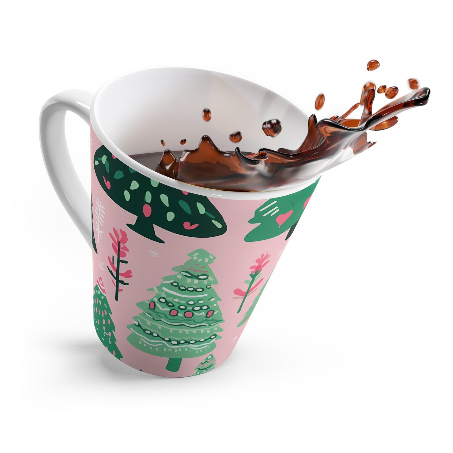 Holiday Cheer Latte Mug - Festive Christmas Tree Design a perfect gift for her , great for holidays