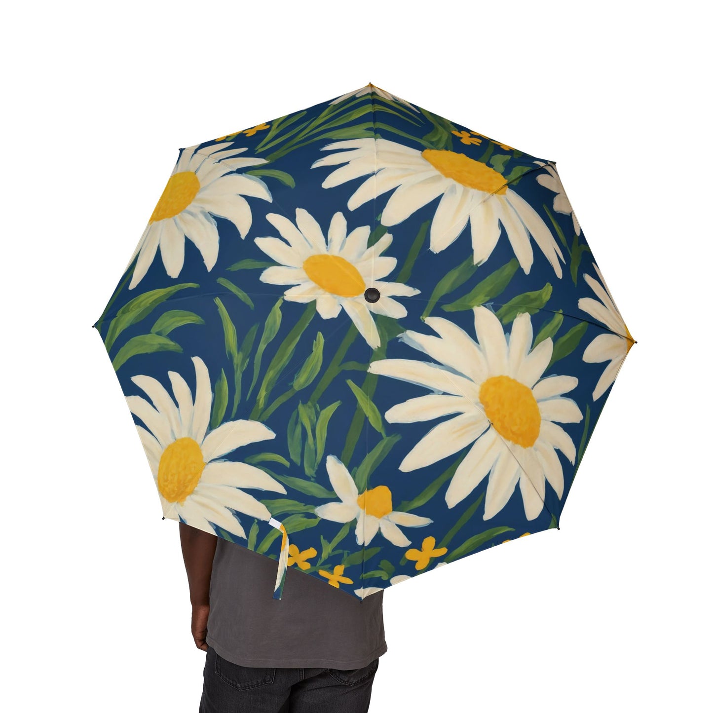 Daisy Bloom Foldable Umbrella — Semi‑Automatic Compact Rain Parasol