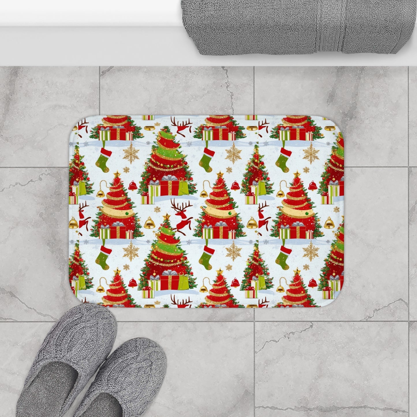 Festive Christmas Bath Mat - Holiday Decor, Home Upgrade, Merry Vibes, Gift for Her, Winter Wonderland