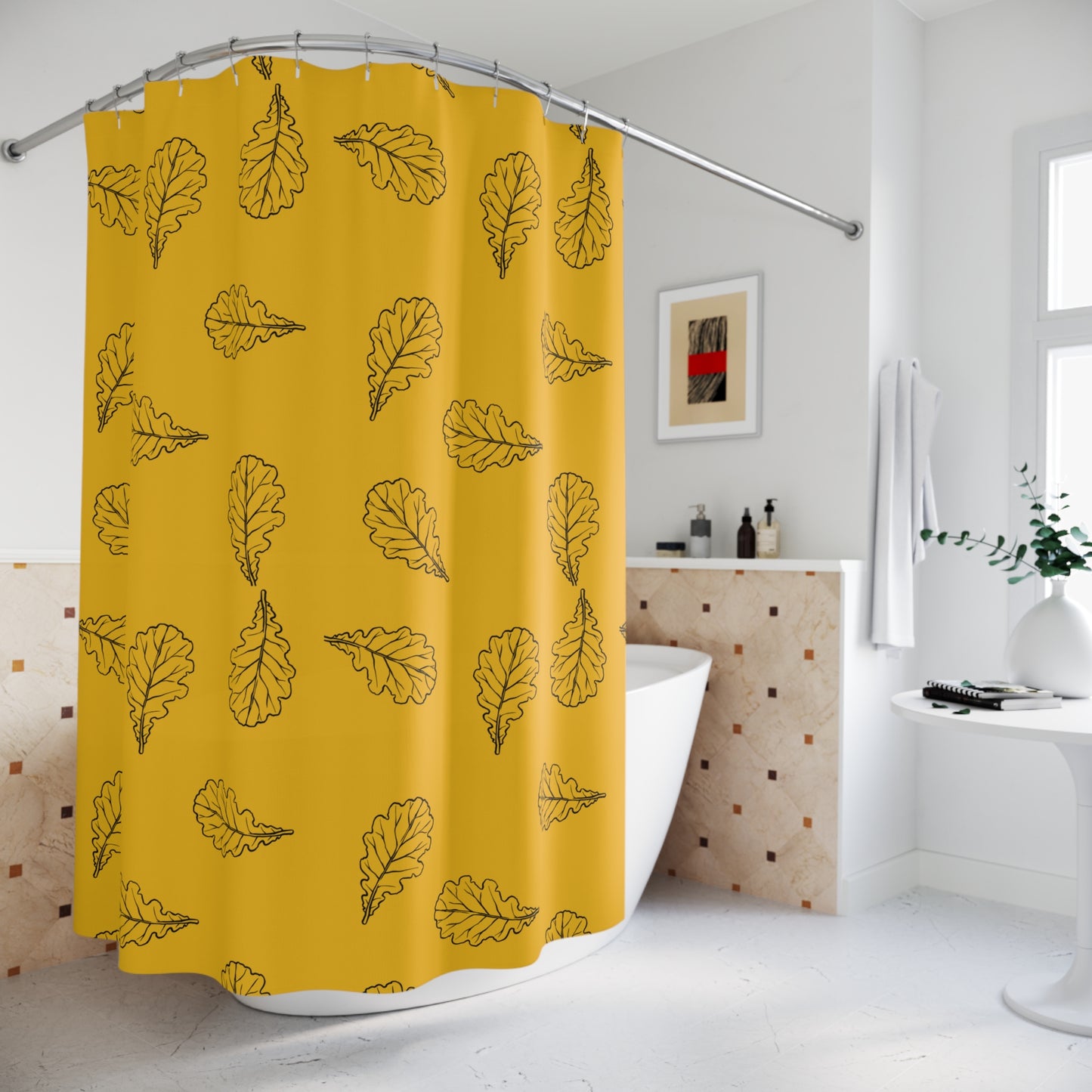 Boho Leaf Shower Curtain, Rustic Bathroom Decor, Autumn Vibes, Home Accessory, Eco-Friendly Shower Curtain