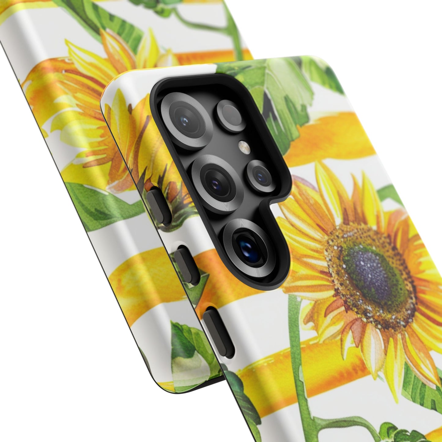 Sunflower Stripes Phone Case - Bright Floral Tough Case