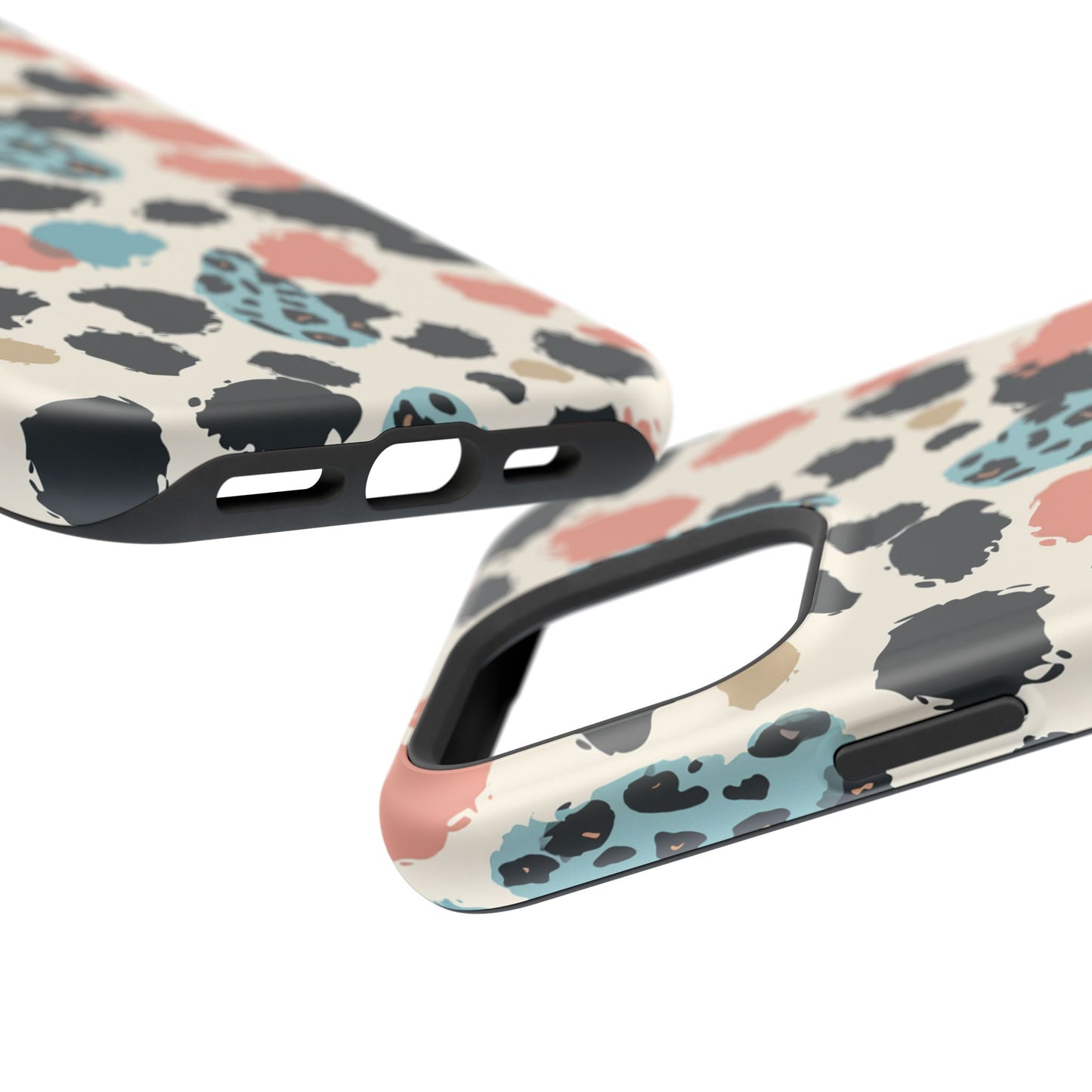 Leopard Splash Magnetic Impact Phone Case — Teal & Coral Animal Print