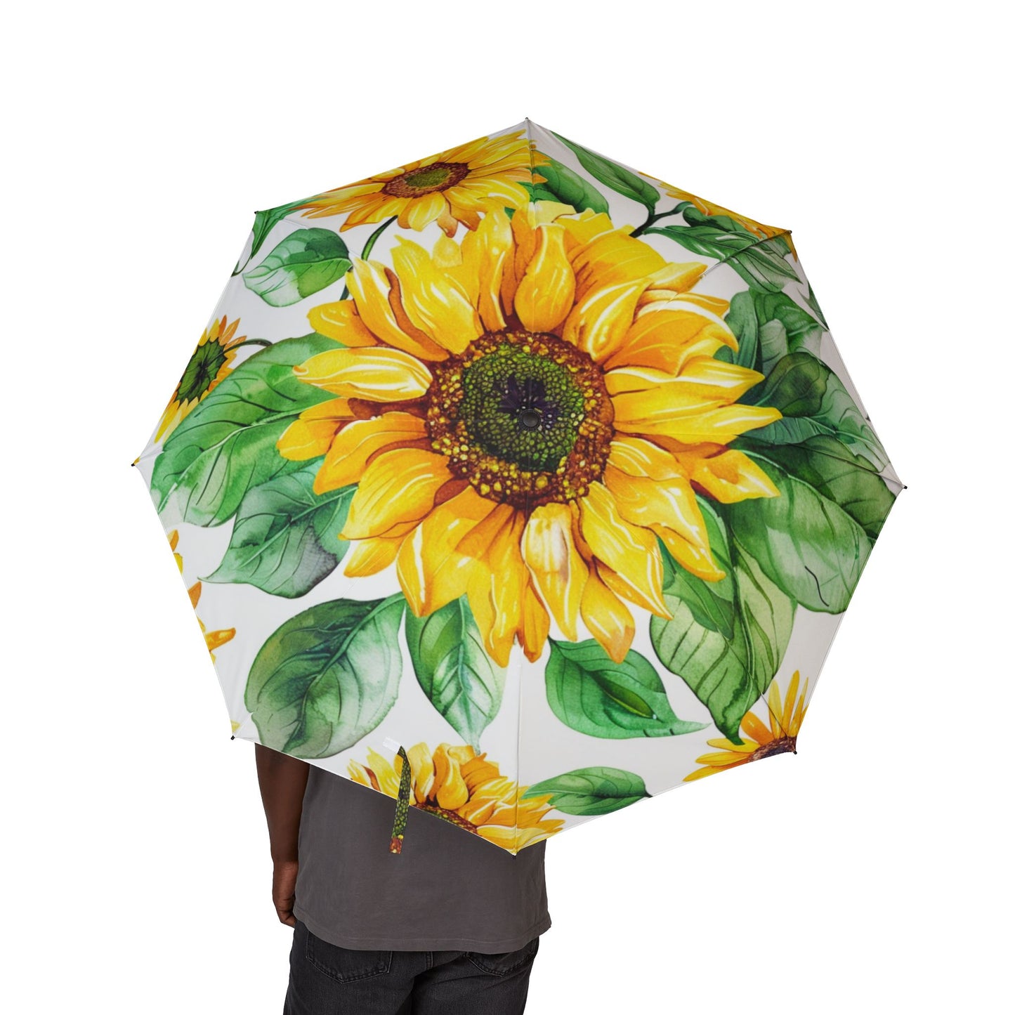 Sunflower Foldable Umbrella — Semi-Automatic Compact Rain Parasol