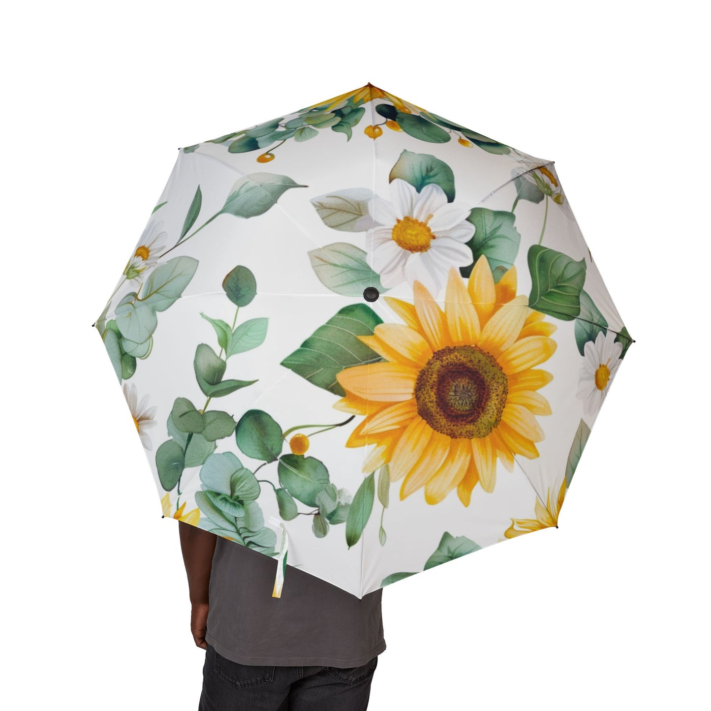 Sunflower Foldable Umbrella — Semi-Automatic Compact Rain Parasol