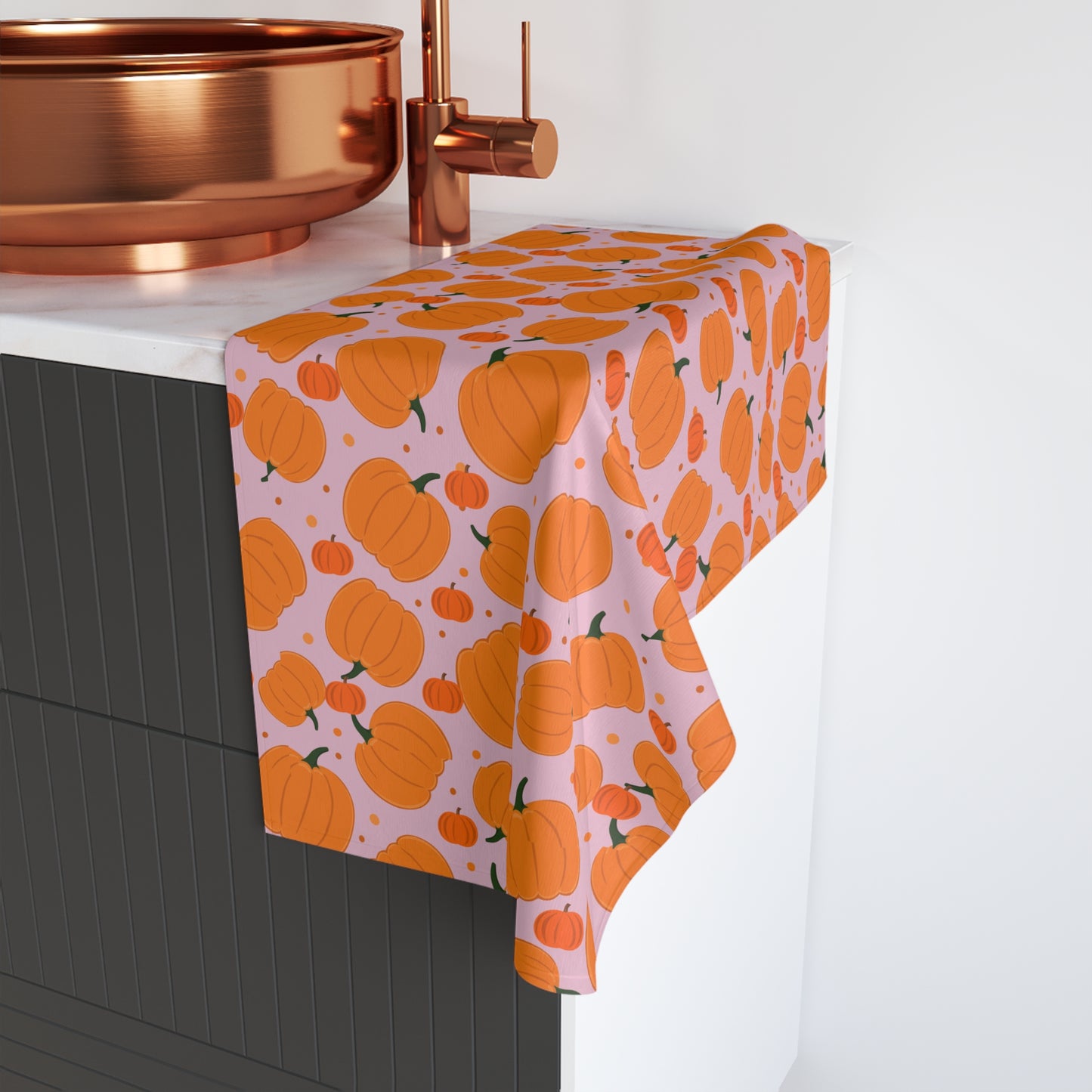 Fall Pumpkin Hand Towel, Seasonal Kitchen Decor, Thanksgiving Gift, Autumn Home Essentials, Fruit Pattern Towel