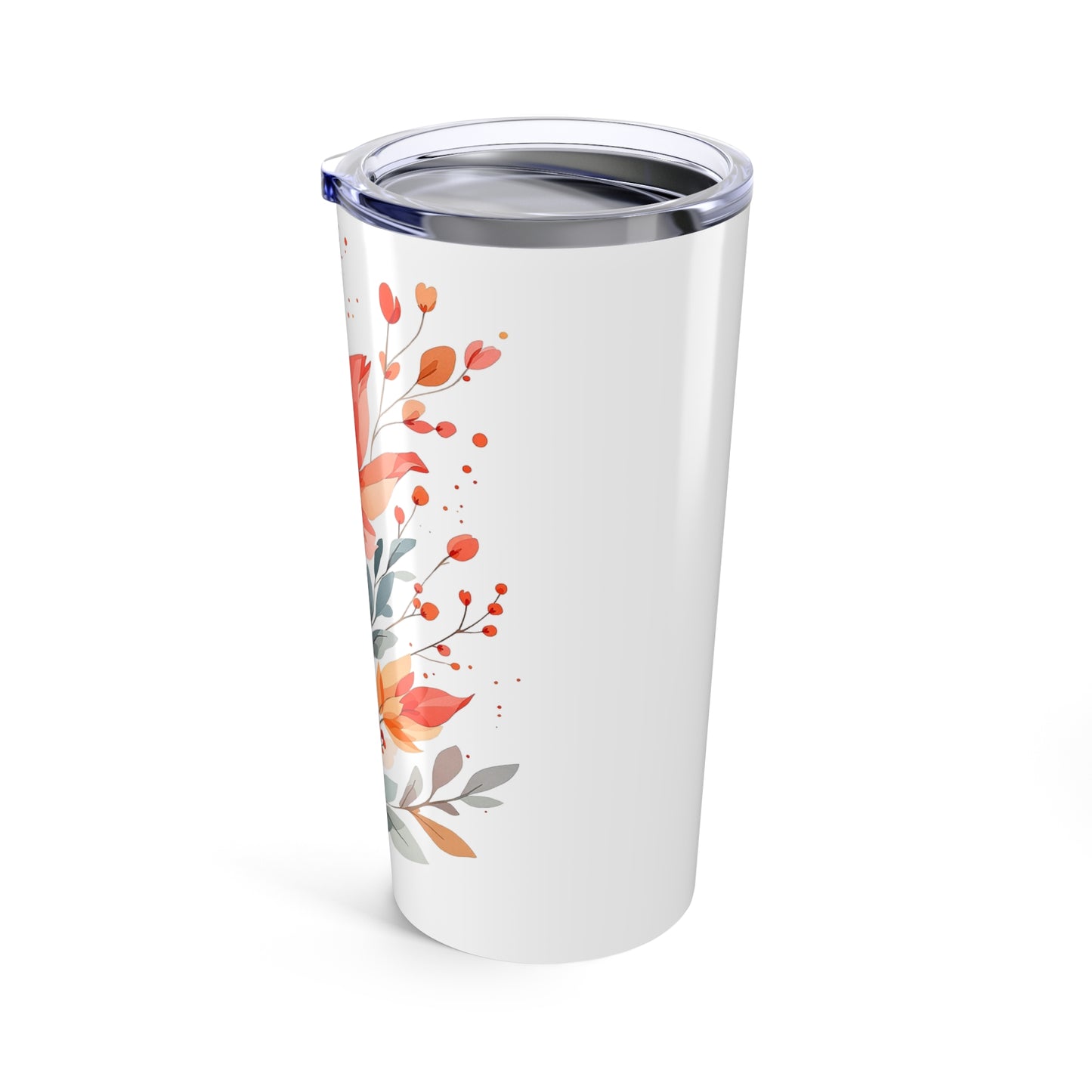 Floral Watercolor 20oz Tumbler — Orange Blossom Travel Cup