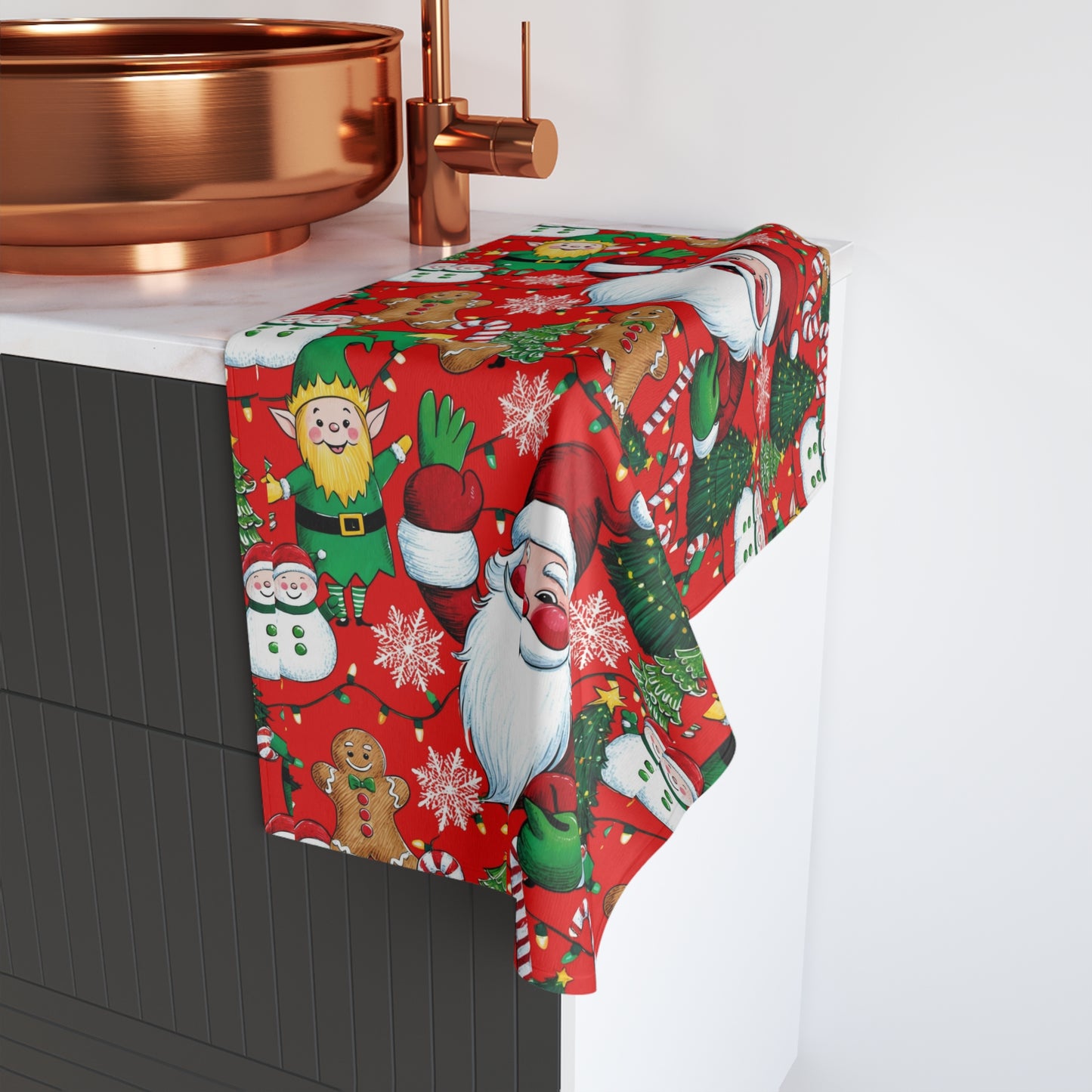 Festive Santa Hand Towel - Christmas Decor, Holiday Kitchen Accessory, Gift for Family, Santa Clause Holiday Towel, Merry Christmas