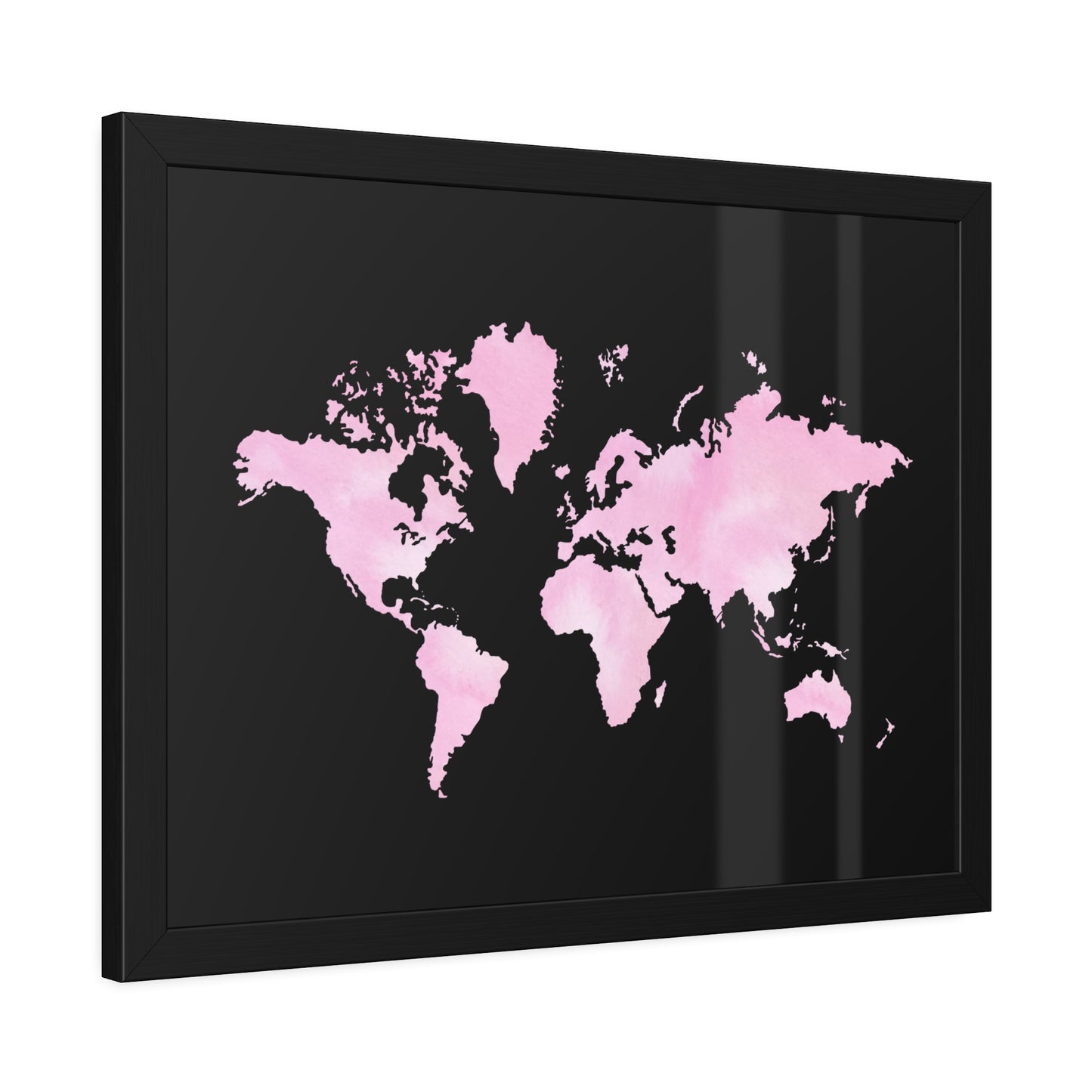 Pink Watercolor World Map Framed Poster,Coquette Poster