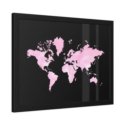 Pink Watercolor World Map Framed Poster,Coquette Poster