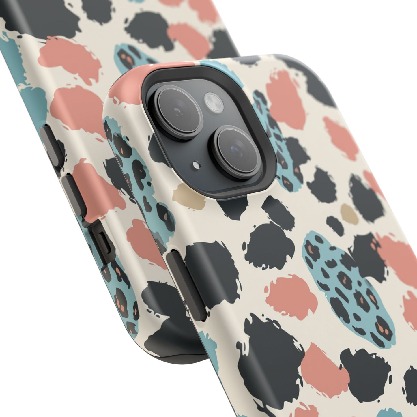 Leopard Splash Magnetic Impact Phone Case — Teal & Coral Animal Print