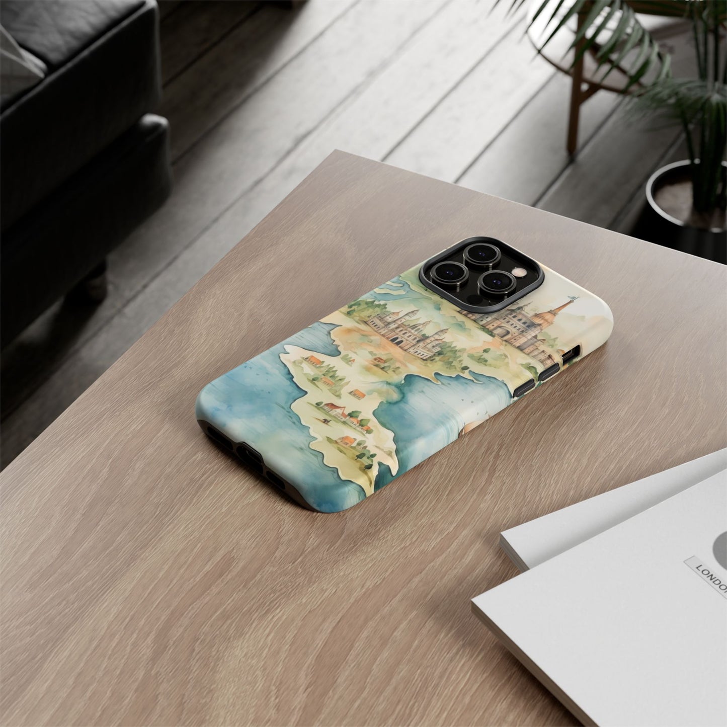 Hard Phone Case — Watercolor Fantasy Map Castle Design