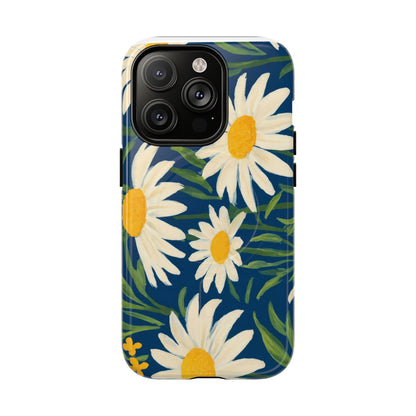 Daisy Floral IPhone Case-Tough Magnetic Cover ,Glossy Finish ,Retro Botanical Flower  Design.