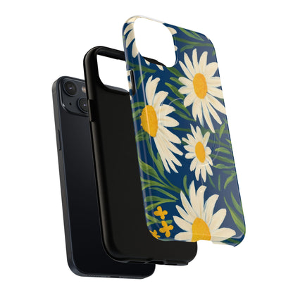 Daisy Floral IPhone Case-Tough Magnetic Cover ,Glossy Finish ,Retro Botanical Flower  Design.