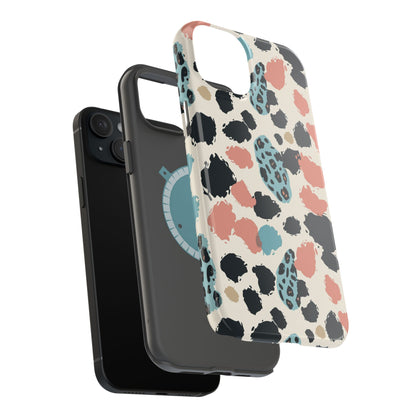 Leopard Splash Magnetic Impact Phone Case — Teal & Coral Animal Print