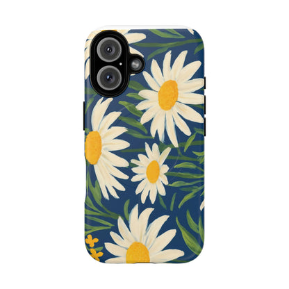 Daisy Floral IPhone Case-Tough Magnetic Cover ,Glossy Finish ,Retro Botanical Flower  Design.