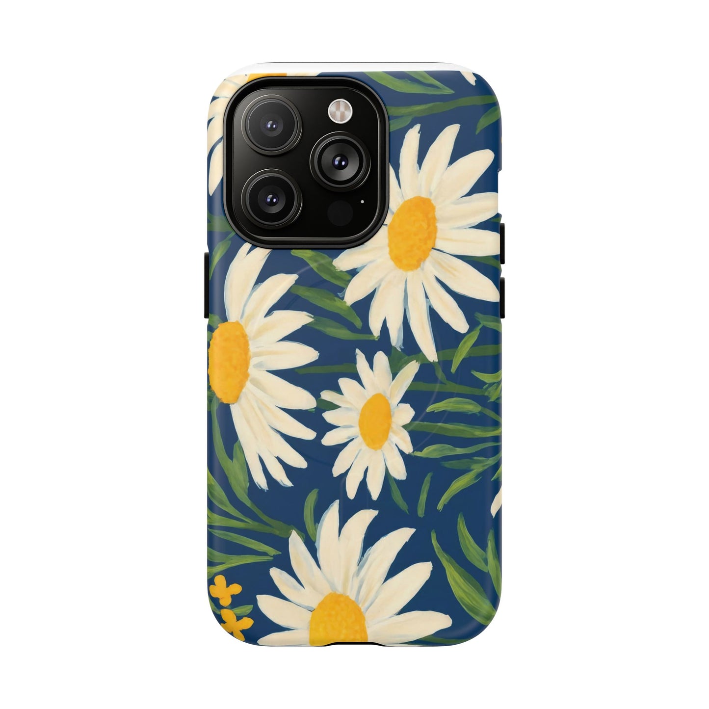 Daisy Floral IPhone Case-Tough Magnetic Cover ,Glossy Finish ,Retro Botanical Flower  Design.