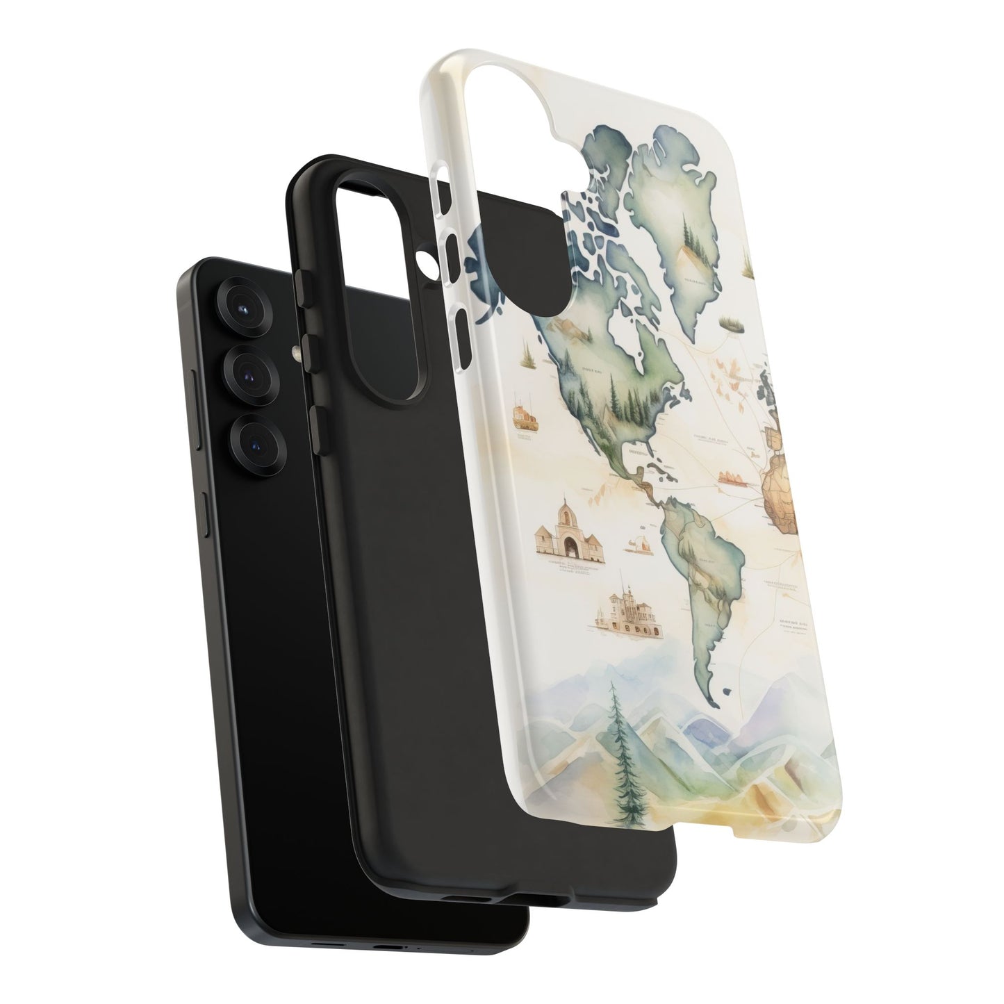 Hard Phone Case — Watercolor Fantasy Map Castle Design