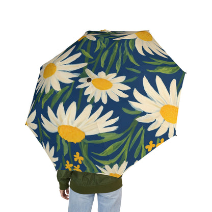 Daisy Bloom Foldable Umbrella — Semi‑Automatic Compact Rain Parasol