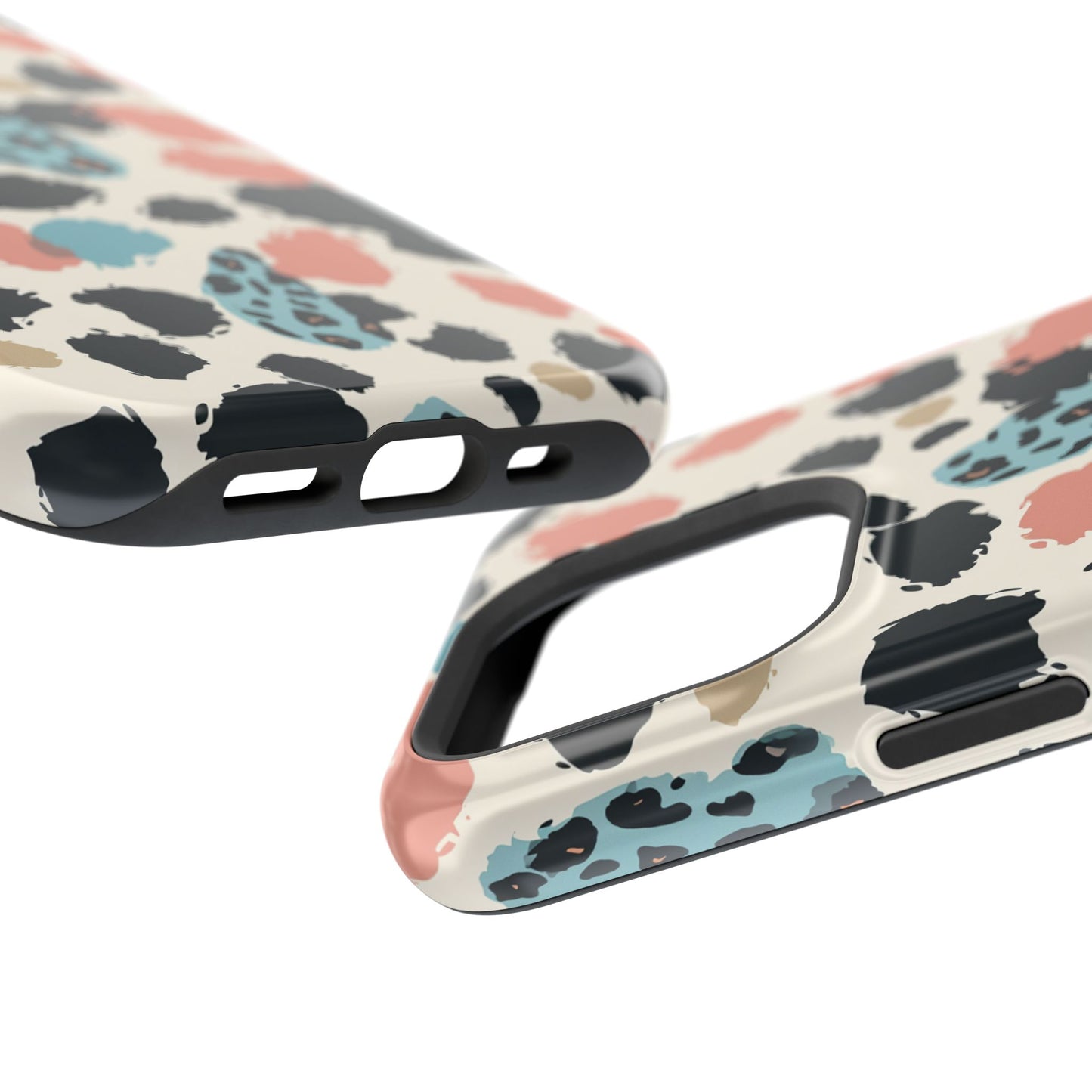 Leopard Splash Magnetic Impact Phone Case — Teal & Coral Animal Print