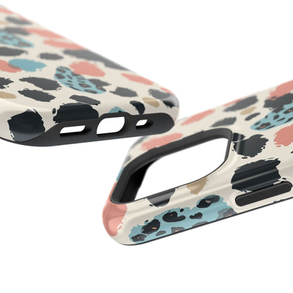 Leopard Splash Magnetic Impact Phone Case — Teal & Coral Animal Print