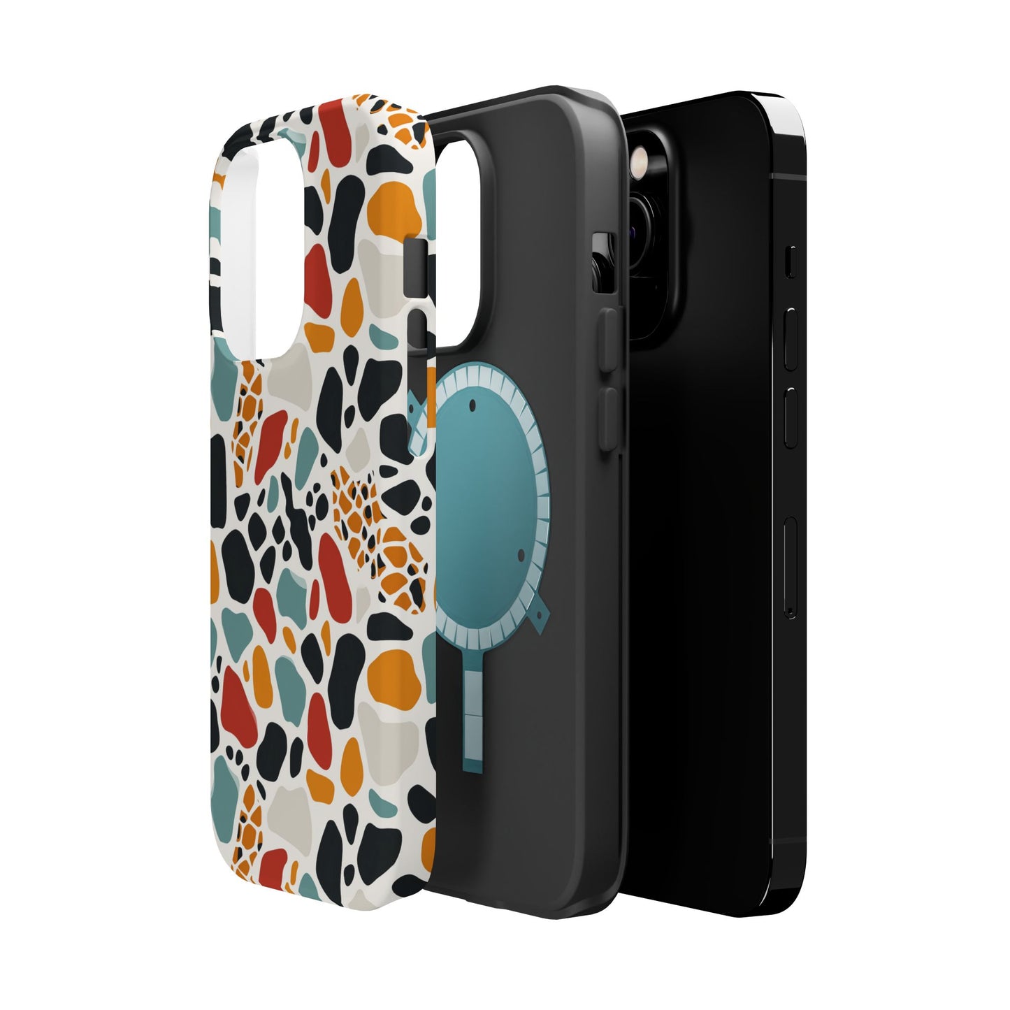 Terrazzo Pattern Magnetic Impact Phone Case — Colorful Retro Pebble Design