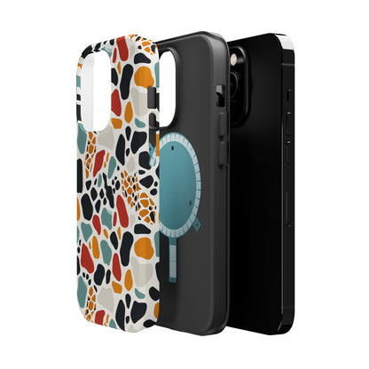 Terrazzo Pattern Magnetic Impact Phone Case — Colorful Retro Pebble Design