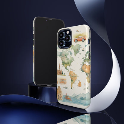 Hard Phone Case — Watercolor Fantasy Map Castle Design