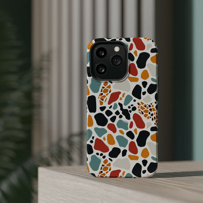 Terrazzo Pattern Magnetic Impact Phone Case — Colorful Retro Pebble Design
