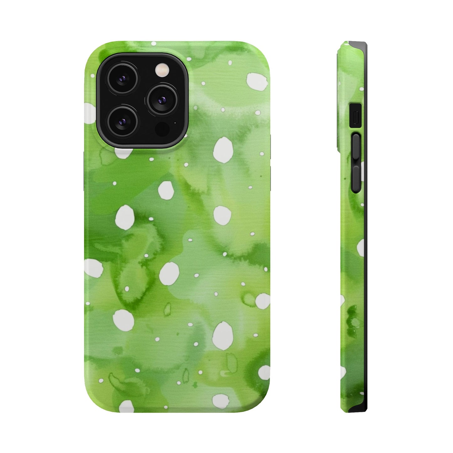 Green Watercolor Polka Dot Magnetic Impact Phone Case