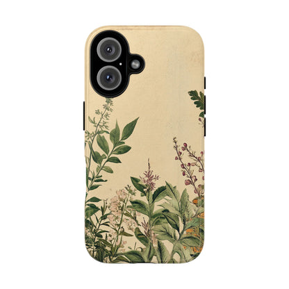Floral Vintage Tough Case – Botanical Protective Phone Cover,Plants Lovers