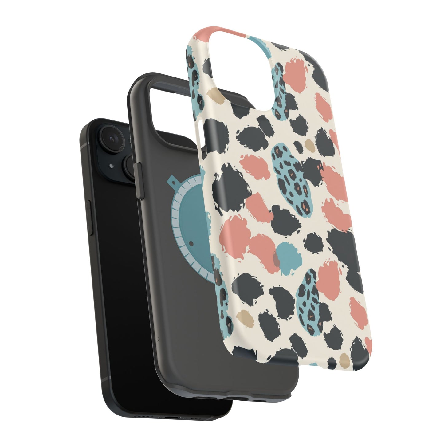 Leopard Splash Magnetic Impact Phone Case — Teal & Coral Animal Print