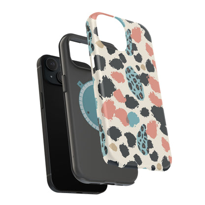 Leopard Splash Magnetic Impact Phone Case — Teal & Coral Animal Print