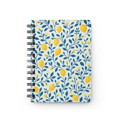 Lemon Vine Spiral Notebook — Floral Lemon Pattern Journal