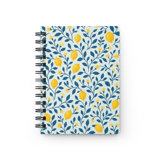 Lemon Vine Spiral Notebook — Floral Lemon Pattern Journal