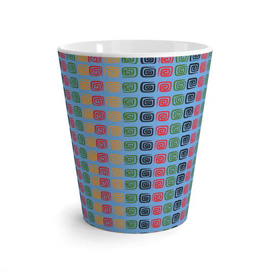 Vibrant Geometric Latte Mug, Colorful Coffee Cup, Unique Gift for Tea Lovers, Cozy Mornings, Artsy Kitchen Decor