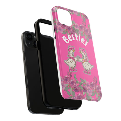 Colorful Floral Besties Phone Case, Tough Mobile Cover for Best Friends, Cute Gift for Friendship Day, Unique Cell Phone Protection