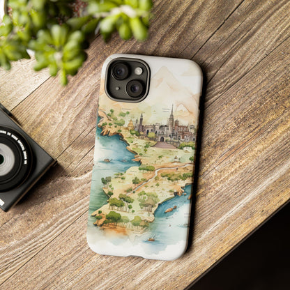 Hard Phone Case — Watercolor Fantasy Map Castle Design