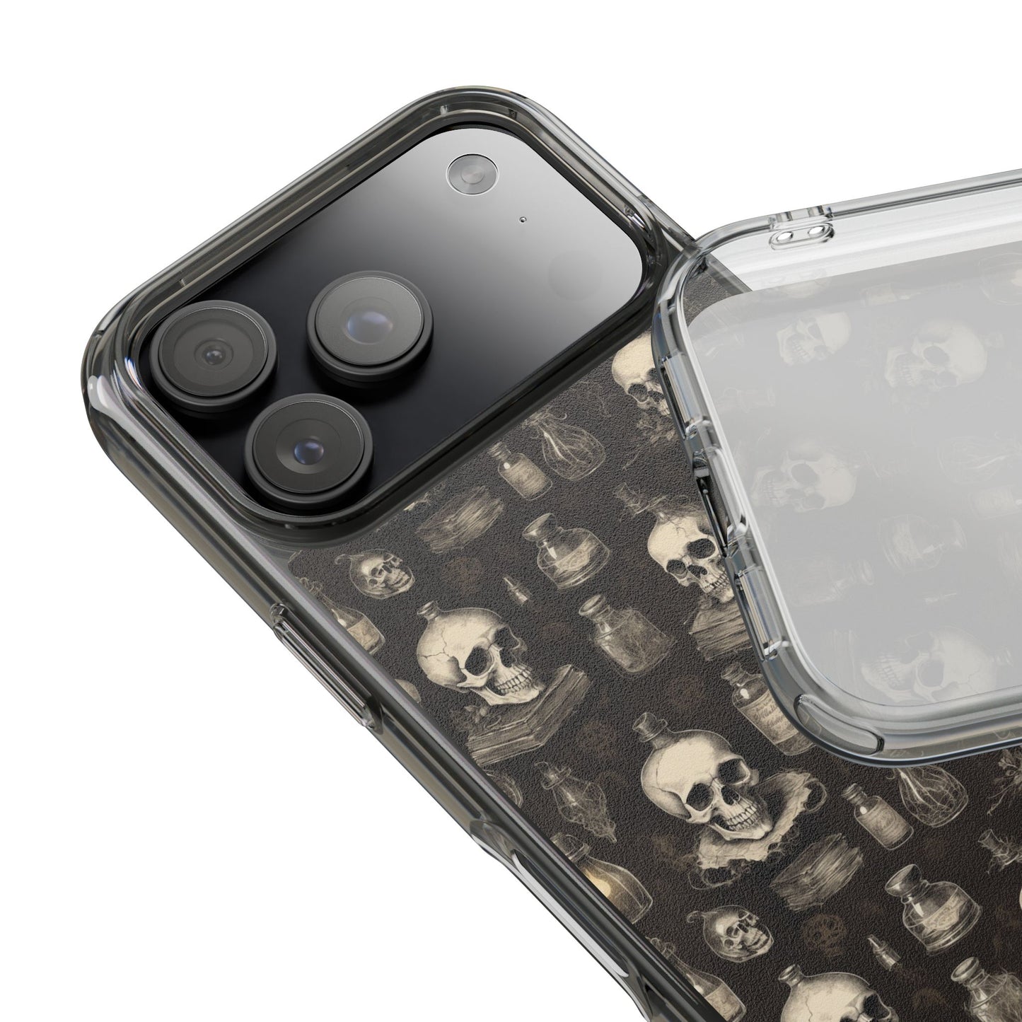 Gothic Skull Phone Case | Clear Impact-Resistant Cases for Halloween, Gothic Aesthetic, Unique Gift, Skull Lover, Spooky Decor
