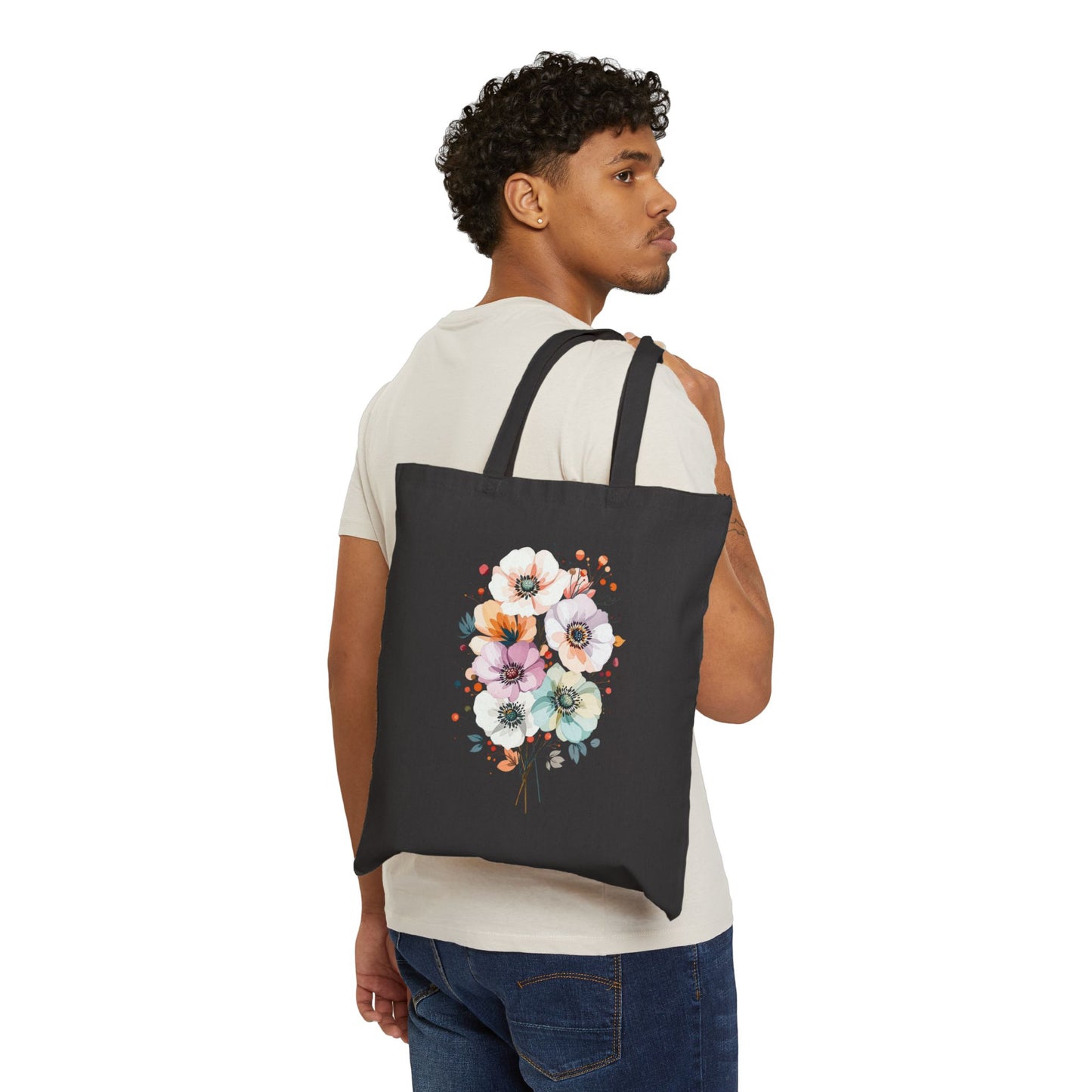Canvas Tote Bag — Watercolor Wildflower Bouquet Print