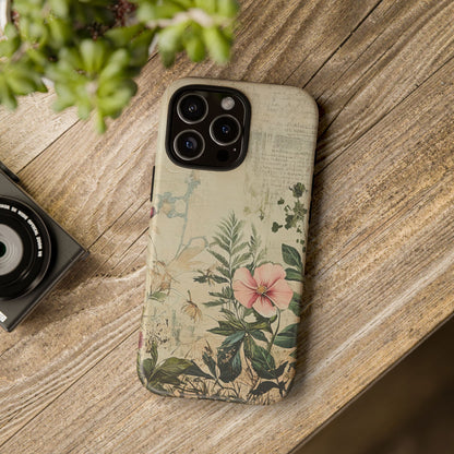 Floral Vintage Tough Case – Botanical Protective Phone Cover,Plants Lovers