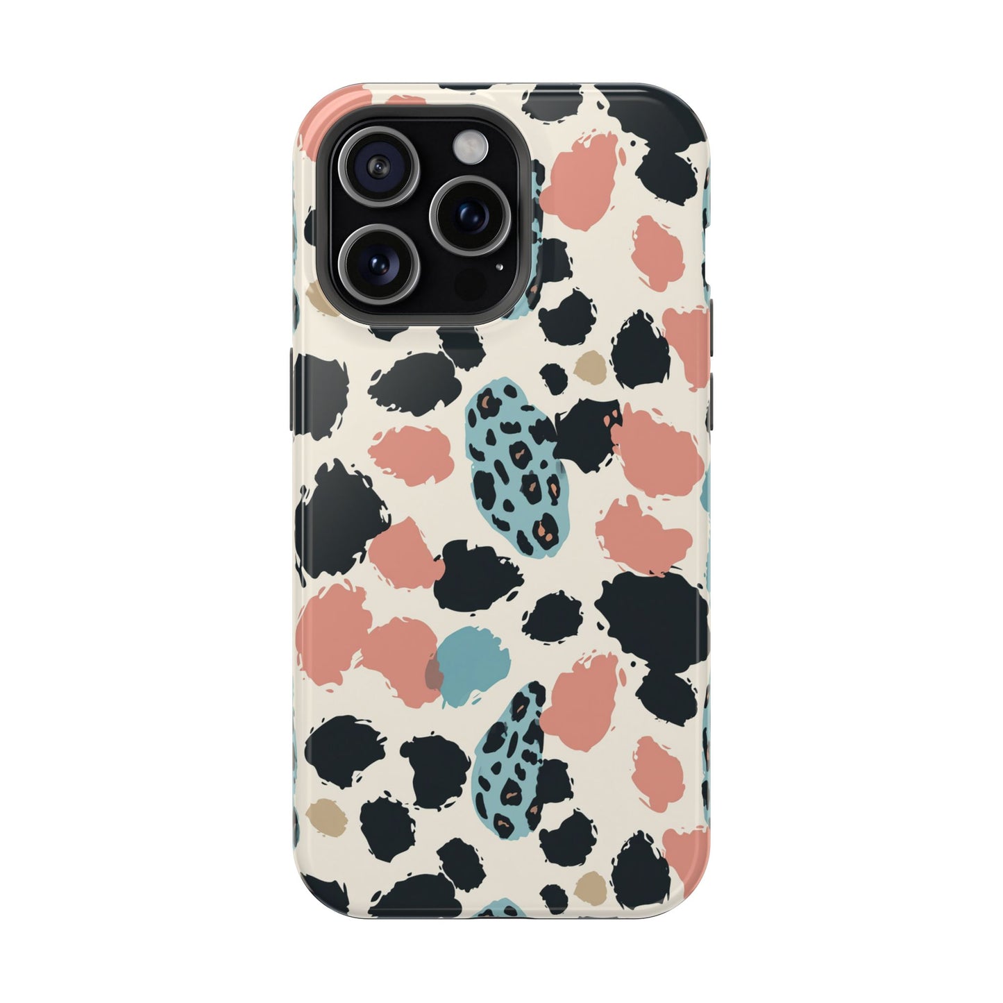 Leopard Splash Magnetic Impact Phone Case — Teal & Coral Animal Print
