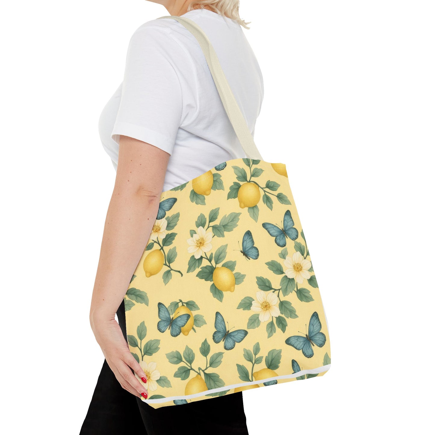 Sunny Lemon Blossom Tote Bag, Summer Vibes, Eco-Friendly Shopping Bag, Floral Market Tote, Perfect Gift for her/him