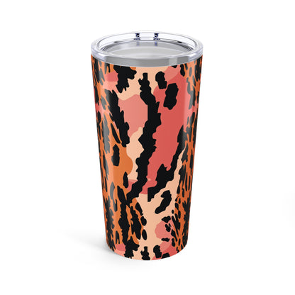 20oz Leopard Print Tumbler – Pink Orange Animal Print Travel Cup