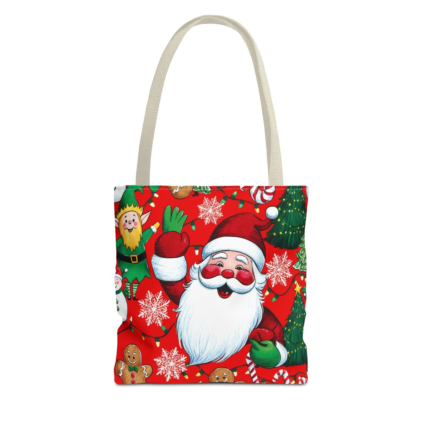 Festive Santa Tote Bag, Christmas Gift Bag, Holiday Shopping Tote, Cute Santa Bag, Merry Christmas Tote